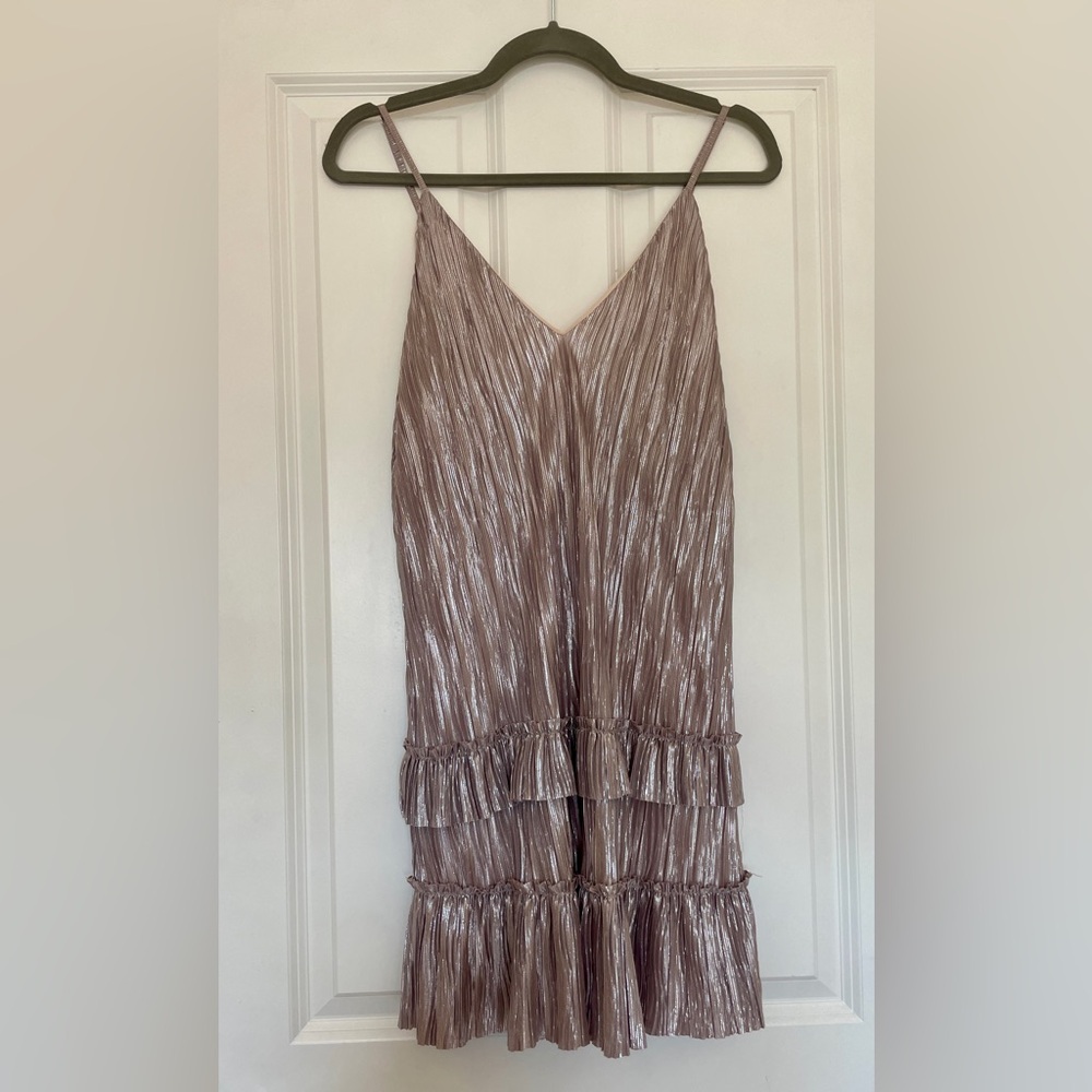 Lost + Wander Champagne Metallic Dress, Size S